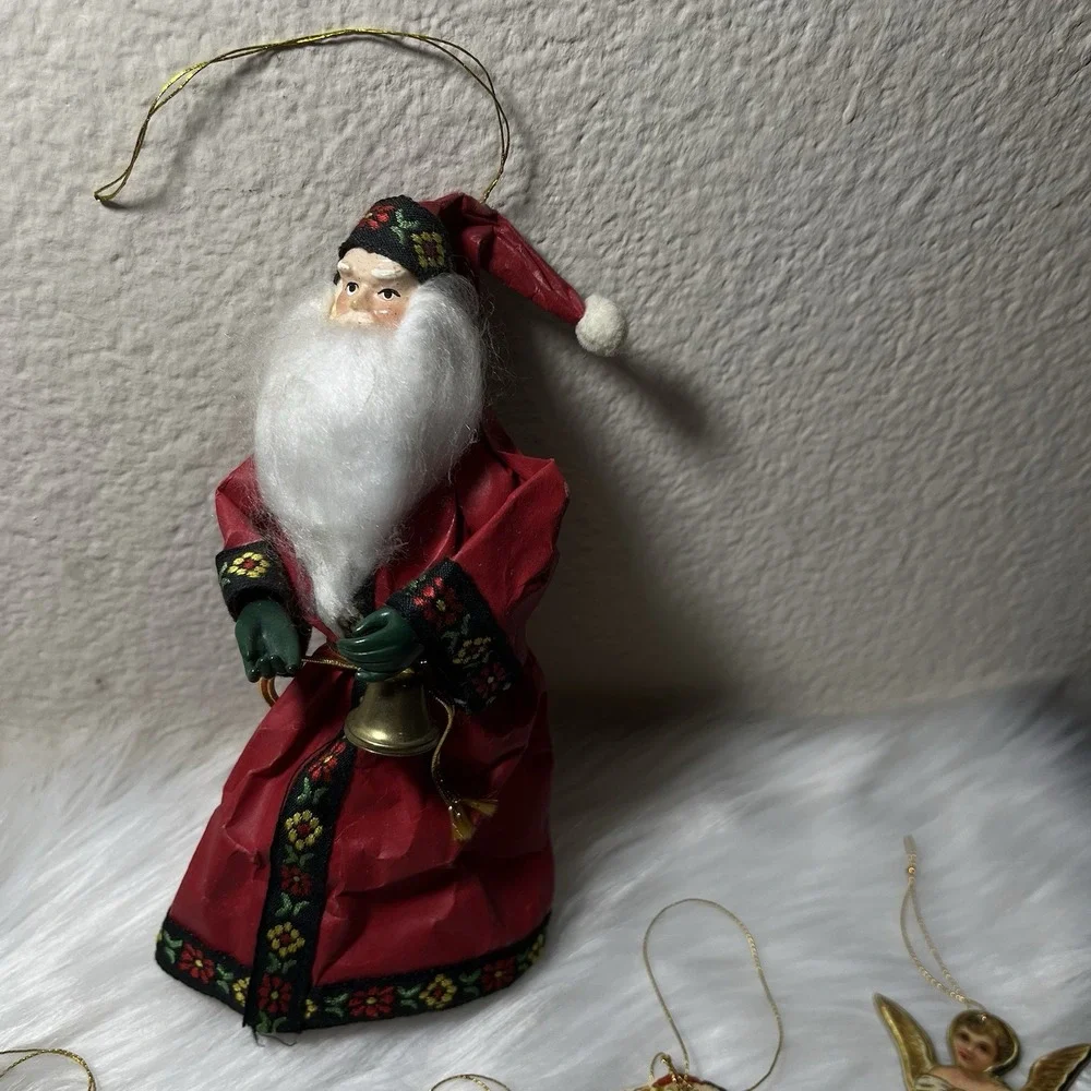 Vintage Christmas Ornaments Lot Hallmark Shelf Sitter Silvestri / Straw Folk Art